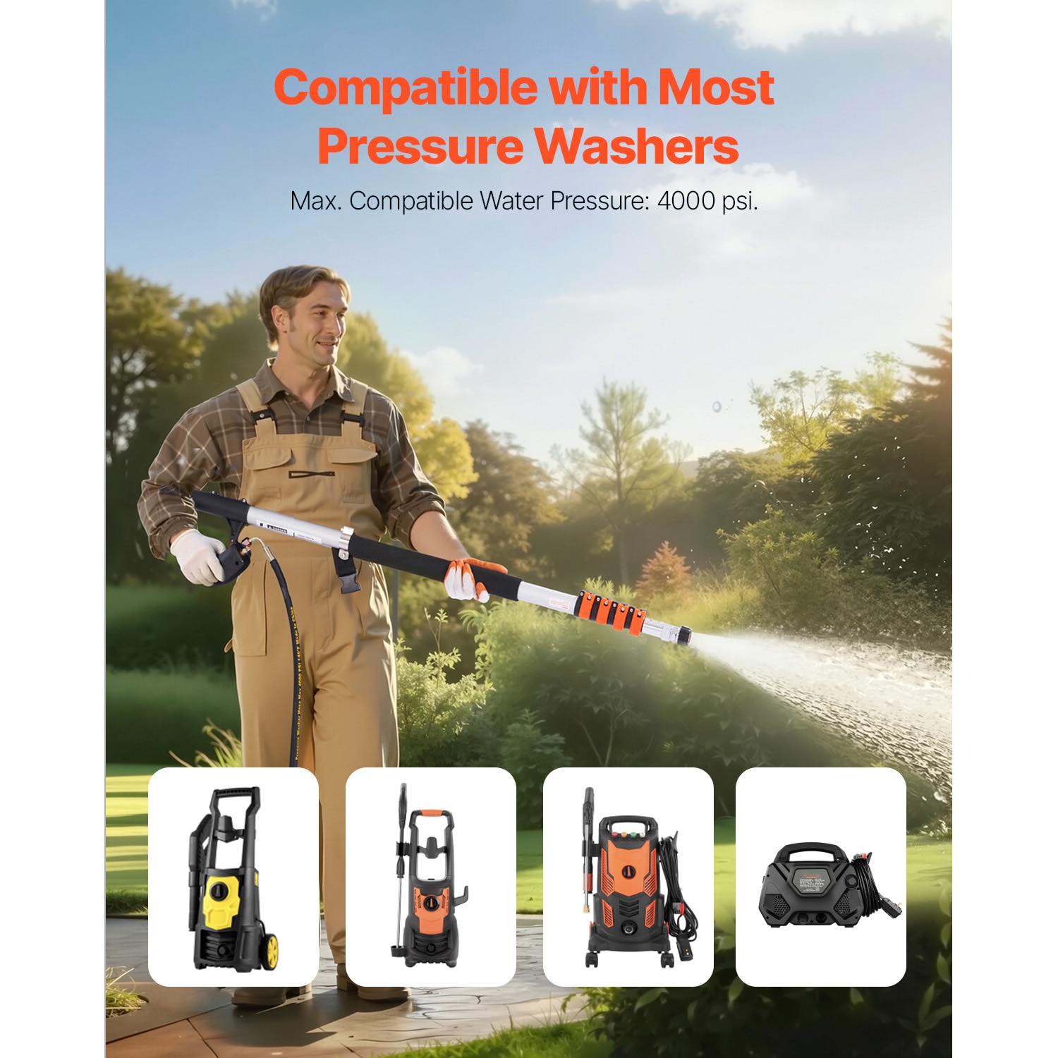 Pressure Washer Telescoping Wand For Pool Cleaning Brush Head_voghion.com